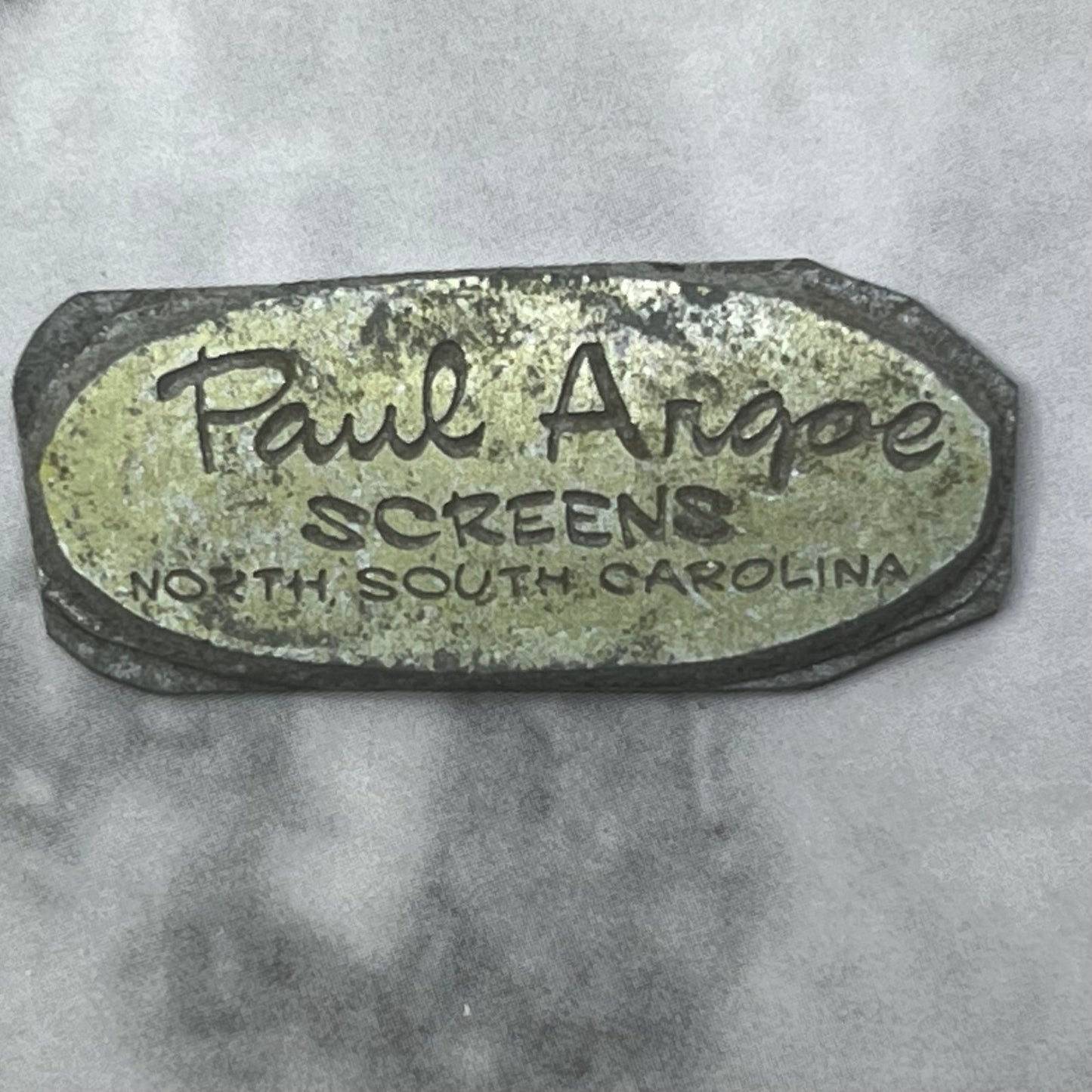 Vintage Printers Block Plate Paul Argoe Screens North, South Carolina SE837