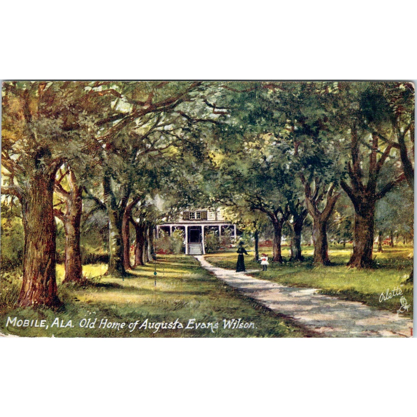 Home of Augusta Evans Wilson 1911 Raphael Tuck Oilette Original Postcard TK1-21