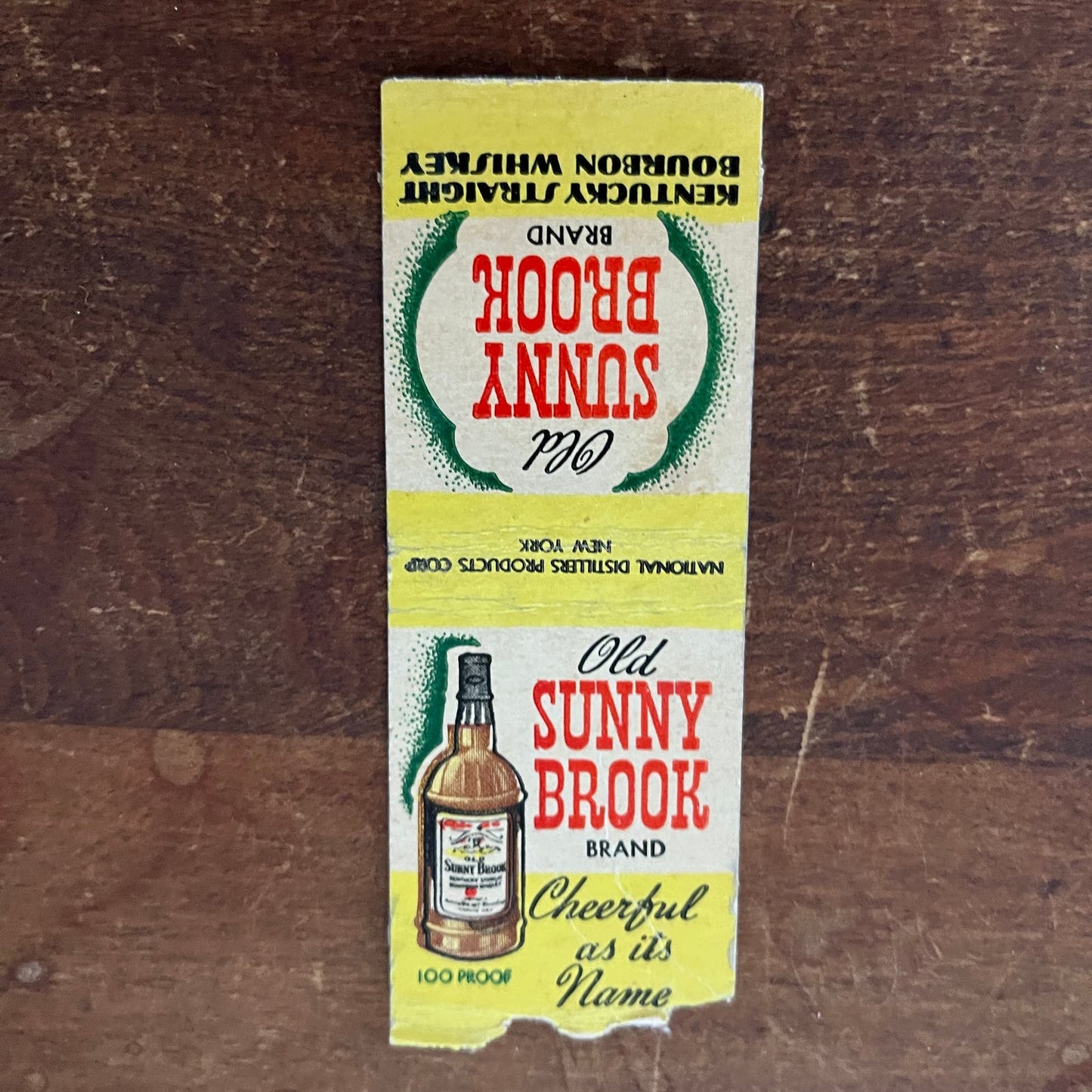 Old Sunny Brook Brand Bourbon Whiskey Advertising Matchbook Cover SB3-M1