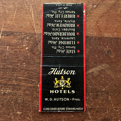 Hutson Hotels W.G. Hutson Pink Elephant Advertising Matchbook Cover MM9-3
