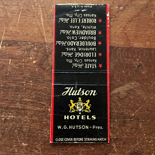Hutson Hotels W.G. Hutson Pink Elephant Advertising Matchbook Cover MM9-3