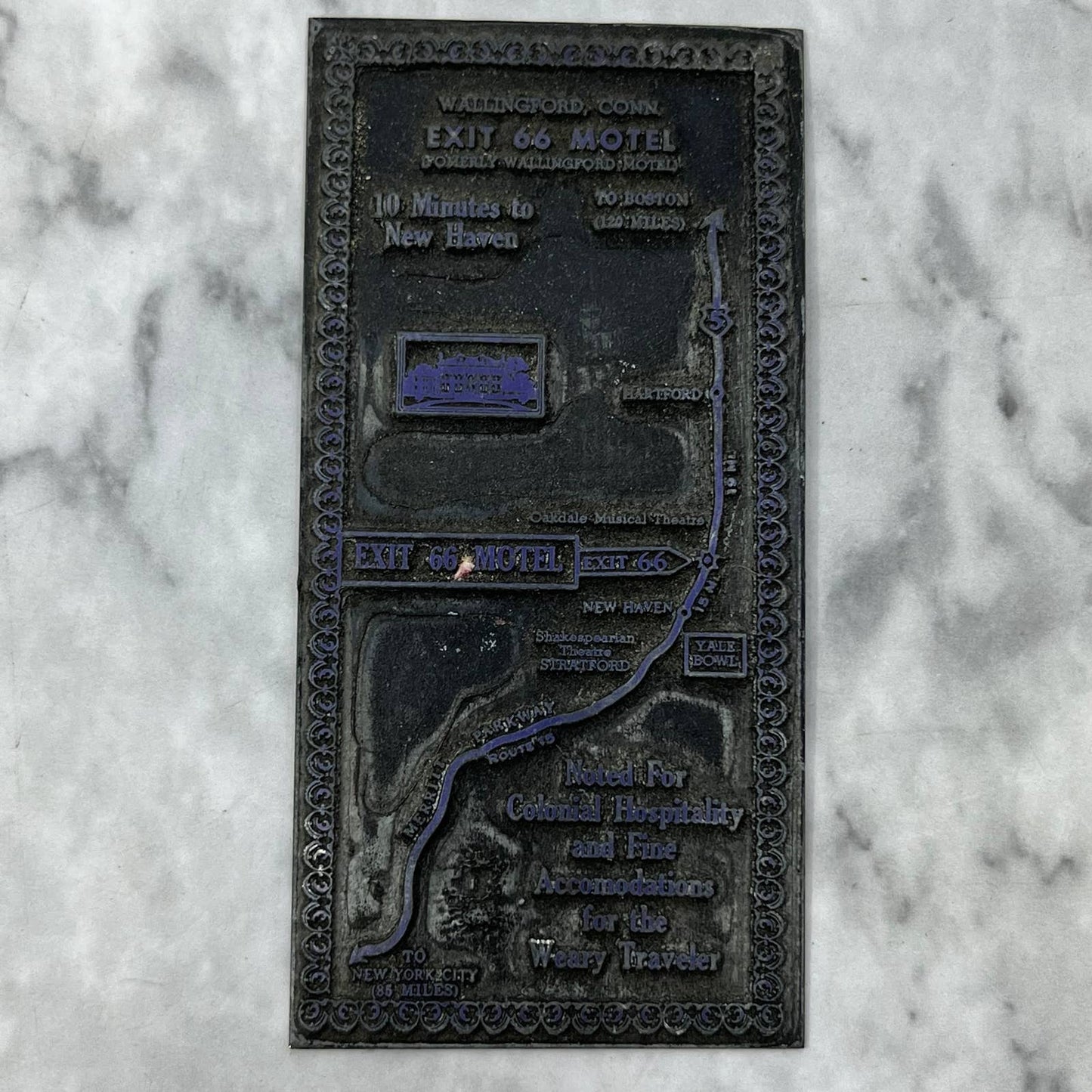 VTG Printing Letterpress Printers Block Plate Wallingford CT Exit 66 Motel TJ58