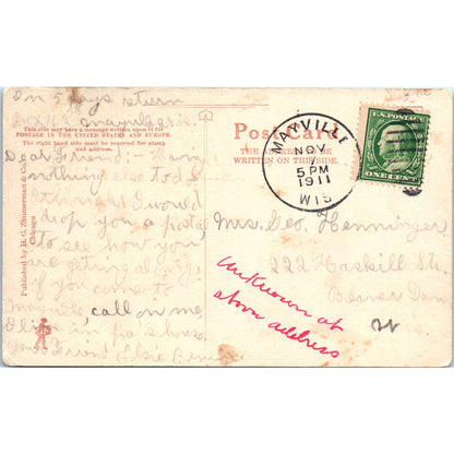 South Main Street Mayville Wisconsin 1911 Original Postcard TJ9-P3