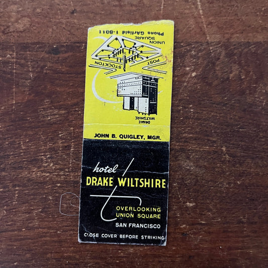 Hotel Drake Wiltshire San Francisco CA Advertising Matchbook Cover MM11-6
