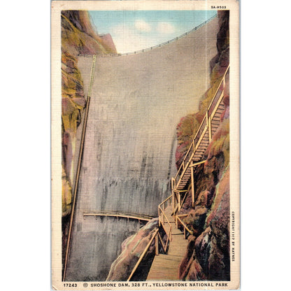 Shoshone Dam 1938 Yellowstone Park Original Postcard P2-12