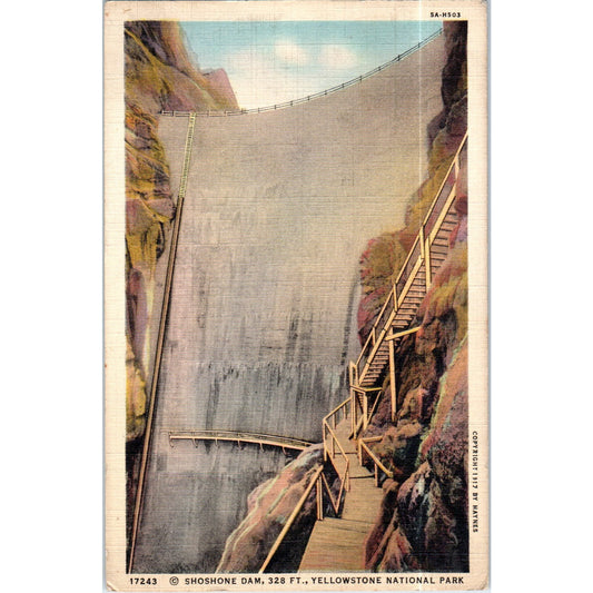 Shoshone Dam 1938 Yellowstone Park Original Postcard P2-12