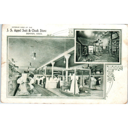 c1905 J.S. Appel Suit & Cloak Store Interior Denver CO Original Postcard P2-2