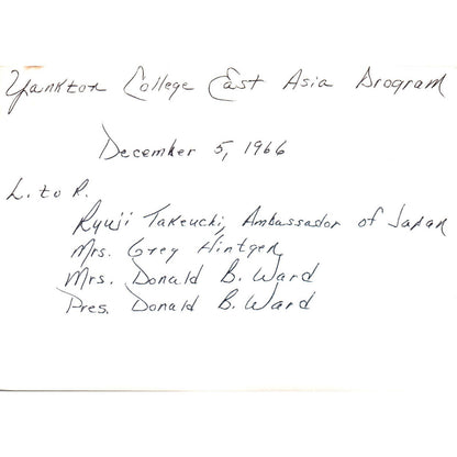 Ryuji Takeuchi Japan Ambassador Yankton Donald B. Ward 1967 Photo 5x7 TK1-P5