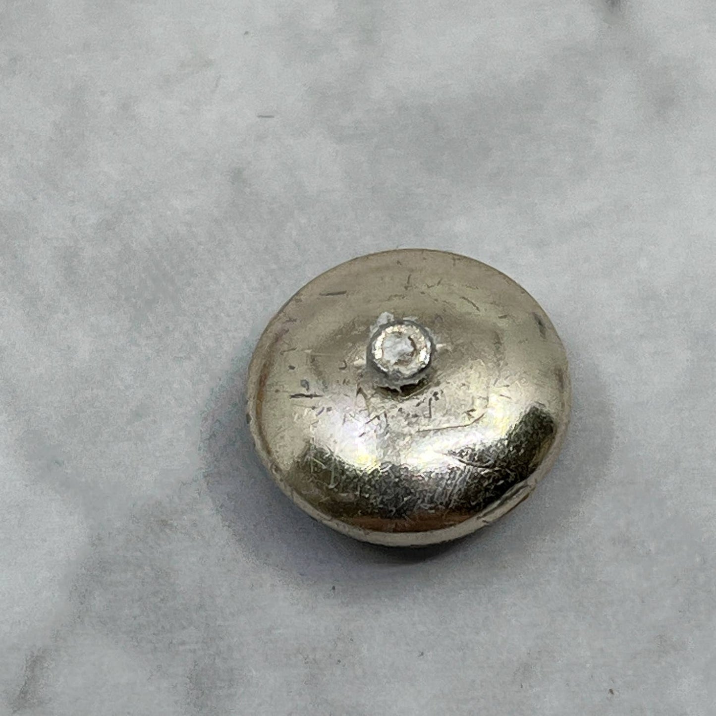 Vintage Small Blue Button Charm With Silver Tone Horse Inlay SE7