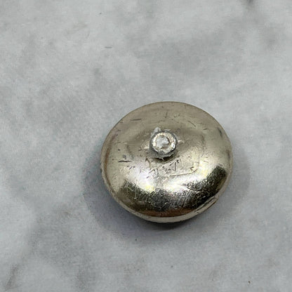 Vintage Small Blue Button Charm With Silver Tone Horse Inlay SE7