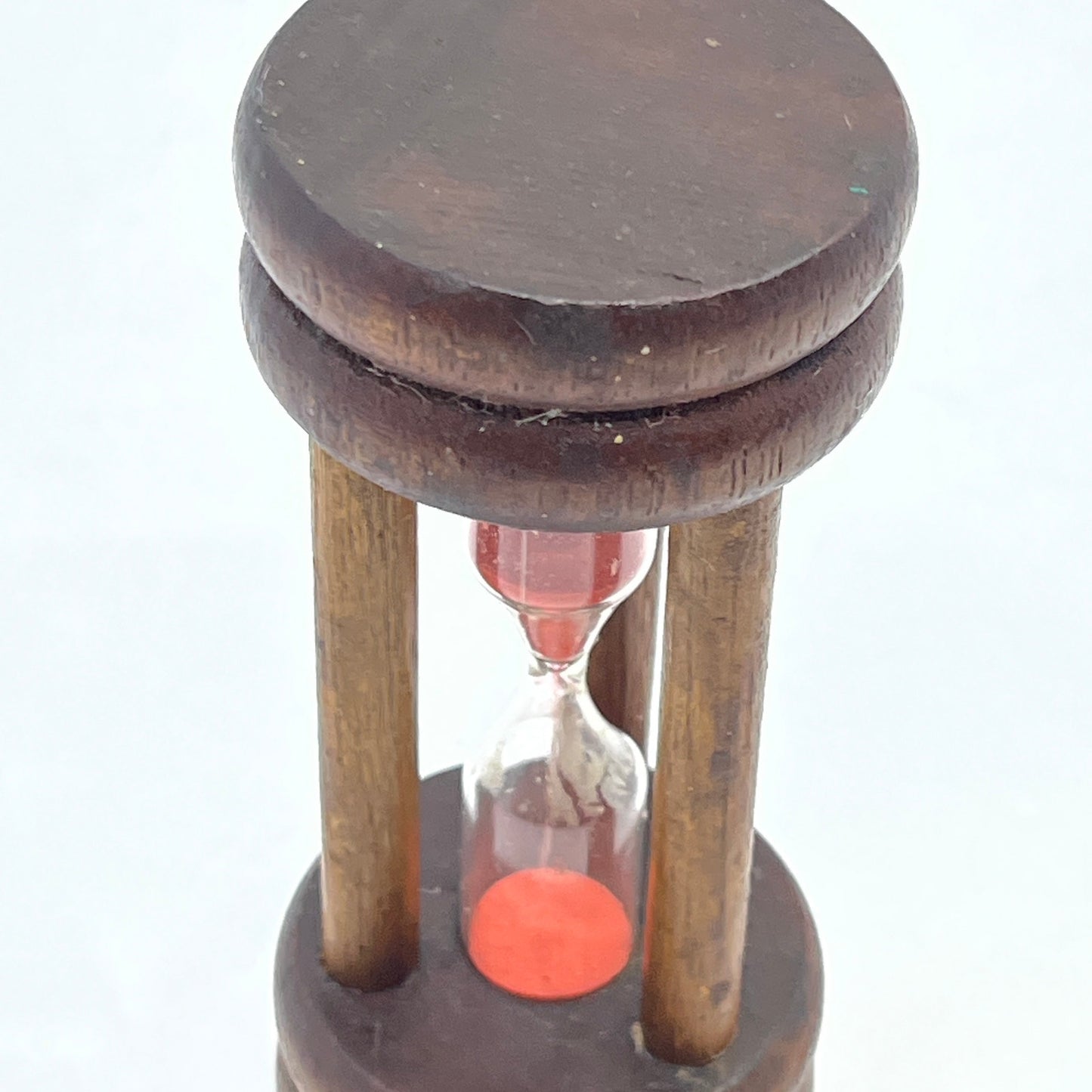 Vintage Wooden Sand Clock 3 Minute Timer Hourglass Glass With Pink Sand TA9
