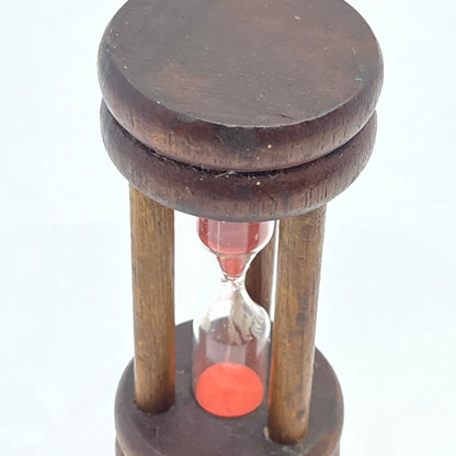 Vintage Wooden Sand Clock 3 Minute Timer Hourglass Glass With Pink Sand TA9