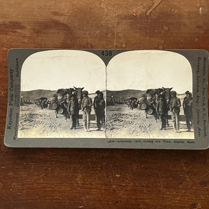 Andalusian Carts Coming into Town Almeria Spain Antique Stereoview Card TJ9-V1