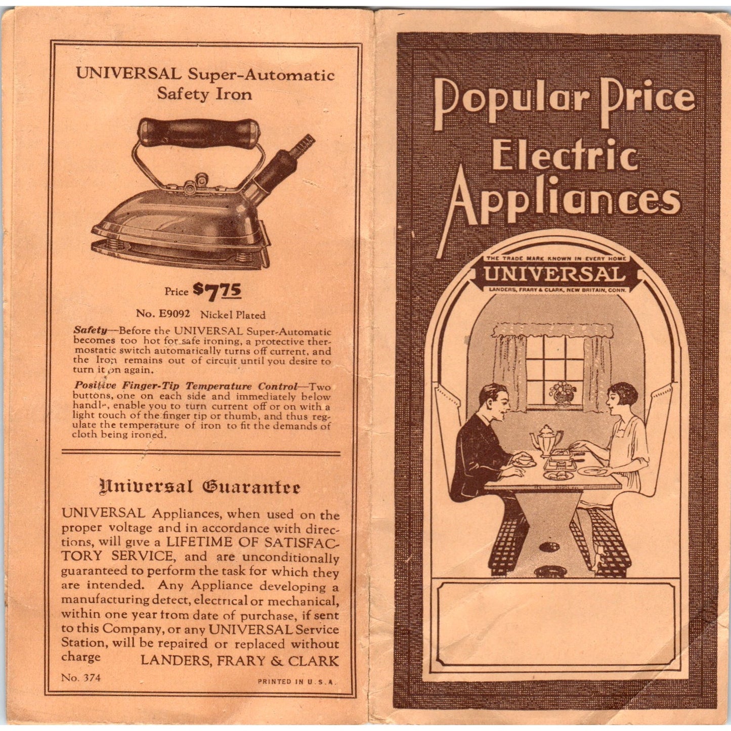 1920s Popular Price Electric Appliances Universal Landers Frary & Clark B6