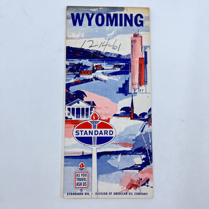 1961 Standard Oil Wyoming Fold Out Road Map TE1