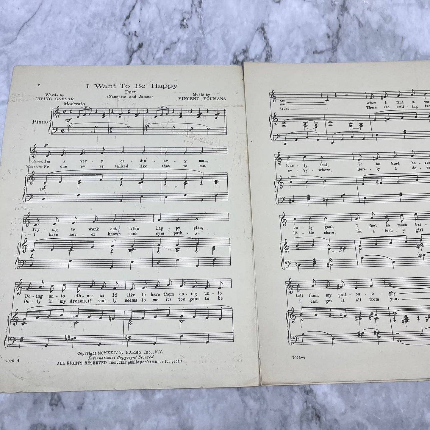 1924 Sheet Music Piano I Want To Be Happy No No Nanette Caesar Youmans TH1
