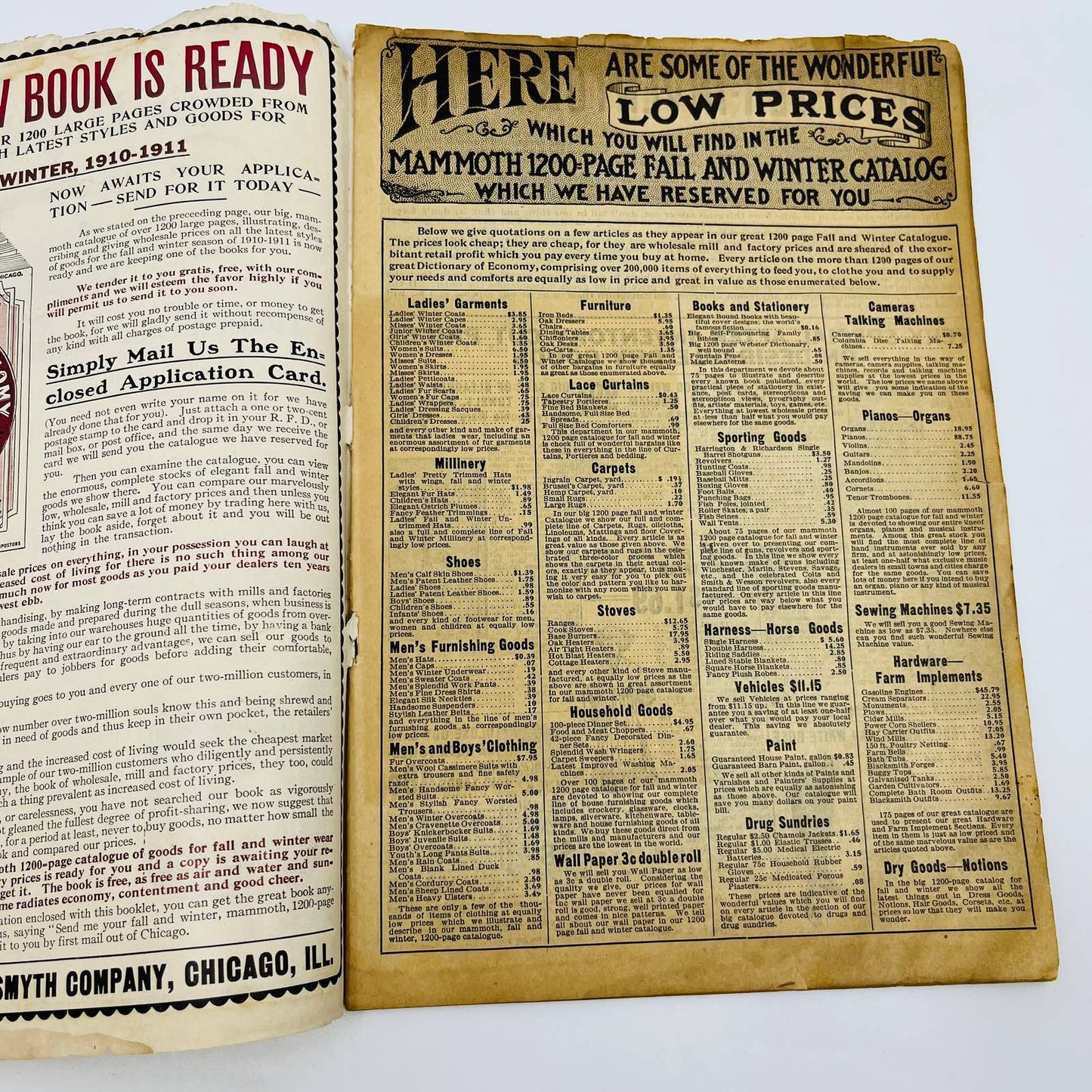 1910 John M. Smyth Company Sample Catalog w/ Inserts Chicago IL D2