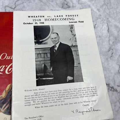 1948 Homecoming Football Game Program Wheaton vs. Lake Forest College IL TJ3