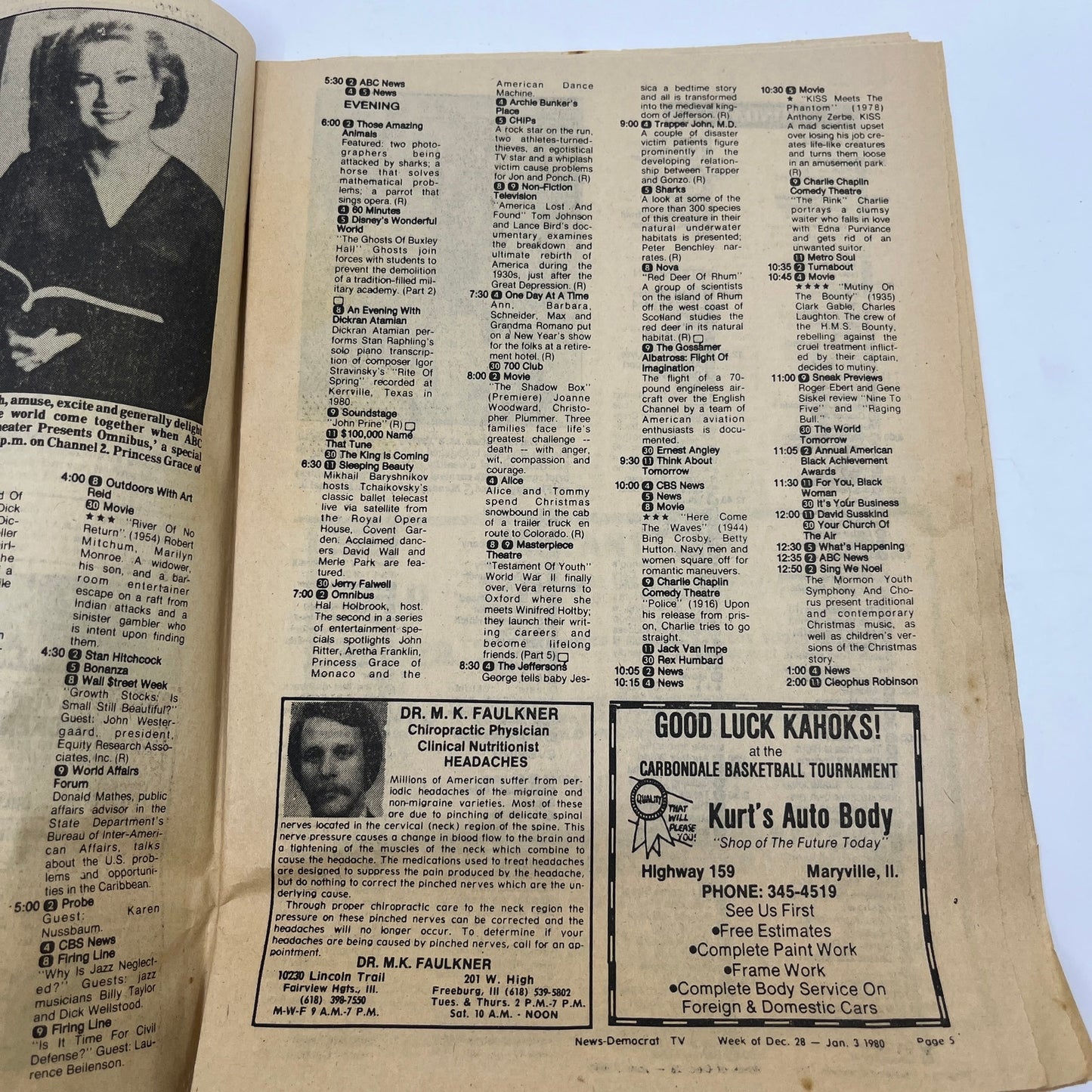 1980 Jan 3 Bellville IL News-Democrat TV Listings Magazine The Mating Season L4-1