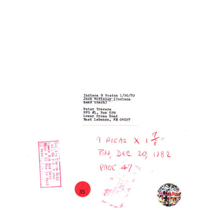 1982 Press Photo Basketball NBA Indiana Pacers Coach Jack McKinney 8x10" AD3