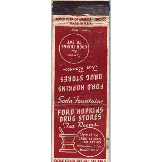 Ford Hopkins Soda Fountains Drug Stores Tea Rooms Advertising Matchbook SA1-M8