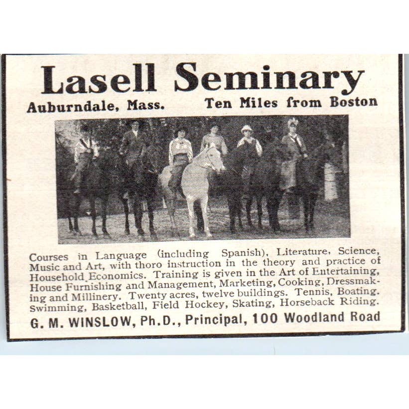 c1920 Harper's Magazine Ad - Lasell Seminary Auburndale MA G.M. Winslow EA3-2