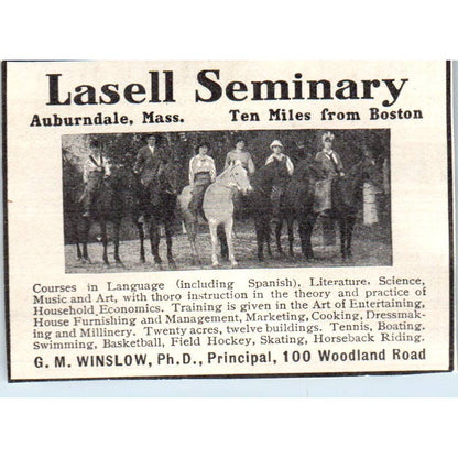 c1920 Harper's Magazine Ad - Lasell Seminary Auburndale MA G.M. Winslow EA3-2