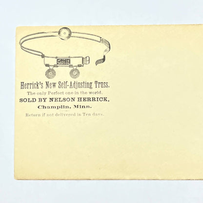 1920s Herrick's Self-Adjusting Truss Blank Envelope Champlin MN AB8