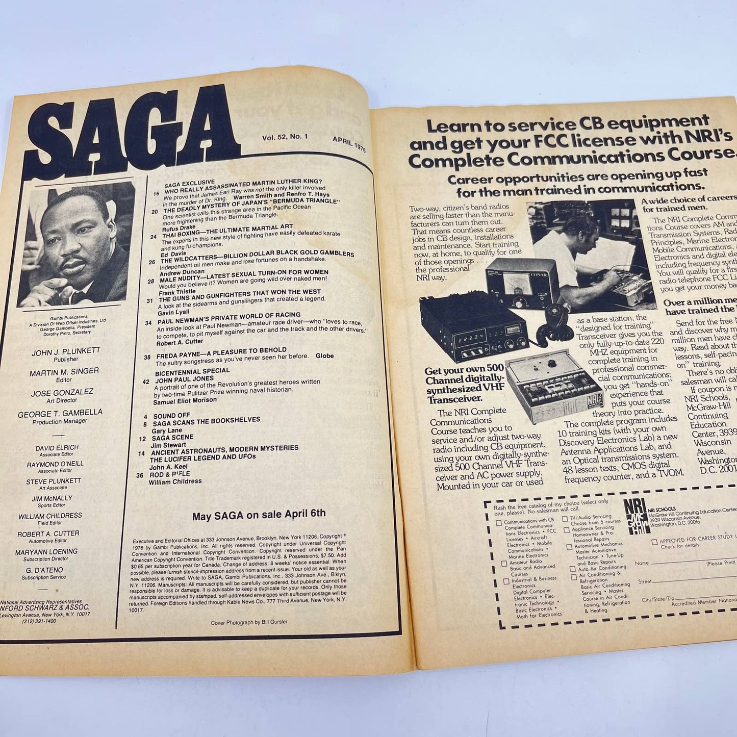 Saga April 1976 Paul Newman Martin Luther King Conspiracy John Paul Jones TE3