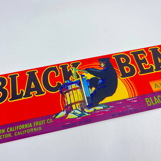 Black Bear Brand Crate Label Black Juice Grapes California Fruit Co FL3
