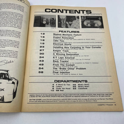 1984 June Keepin' Track of Vettes Corvette Magazine 1954 Roadster Restoration TG1
