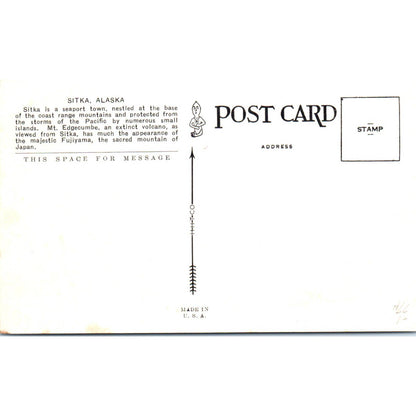 Lake and Mountain View of Sitka Alaska Original Postcard TK1-29