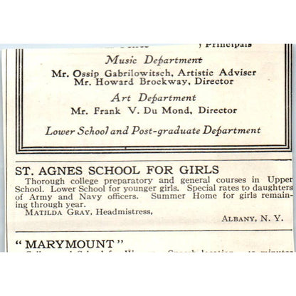 c1920 Harper's Magazine Ad - Manlius Saint John's School Gen Wm Verbeck NY EA3