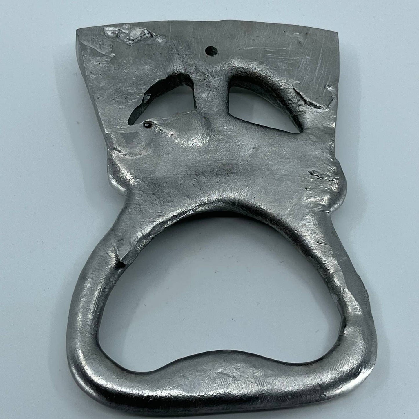 Vintage Hand Made Ceramic Tragedy Mask Sculpture Silver 6 x 4.5” TB5