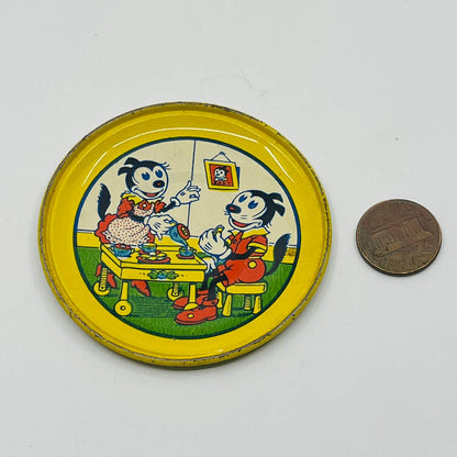 1930s Tin Litho Chein’s Krazy Kat Party Child's Tea Set Saucer Plate 2.5” SB4