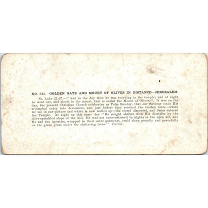 Golden Gate & Mount of Olives Jerusalem - Antique Stereoview Card H3-2