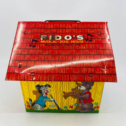 Fido’s Musical Dog House Vintage Tin Litho Wind Up Toy Ohio Art WORKS Swiss TC4