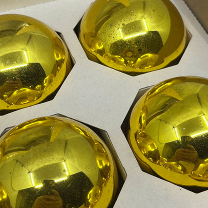 Shiny Brite 12 Vintage 2 5/8" Mercury Glass Ornaments Original Box Gold OT1