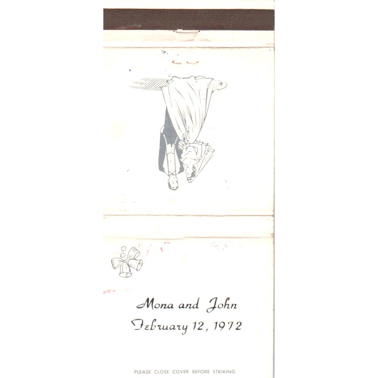 1972 Mona and John Wedding Advertising Matchbook Cover SA1-M7