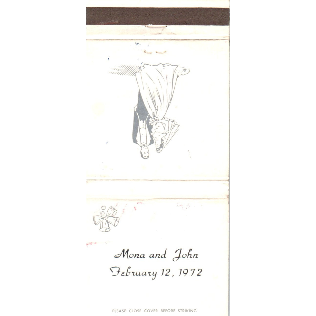 1972 Mona and John Wedding Advertising Matchbook Cover MM10-3