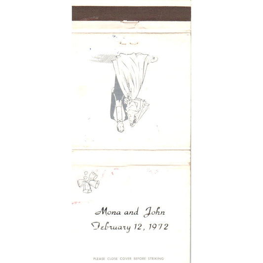 1972 Mona and John Wedding Advertising Matchbook Cover MM10-3