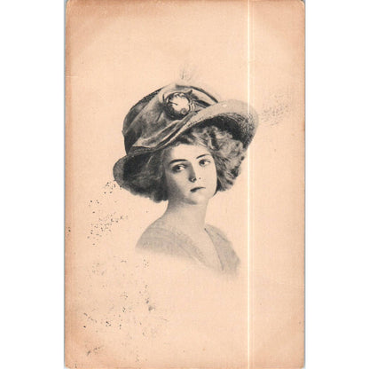 Beautiful Lady Wearing Large Hat Sketch 1912 Original Postcard TK1-P15