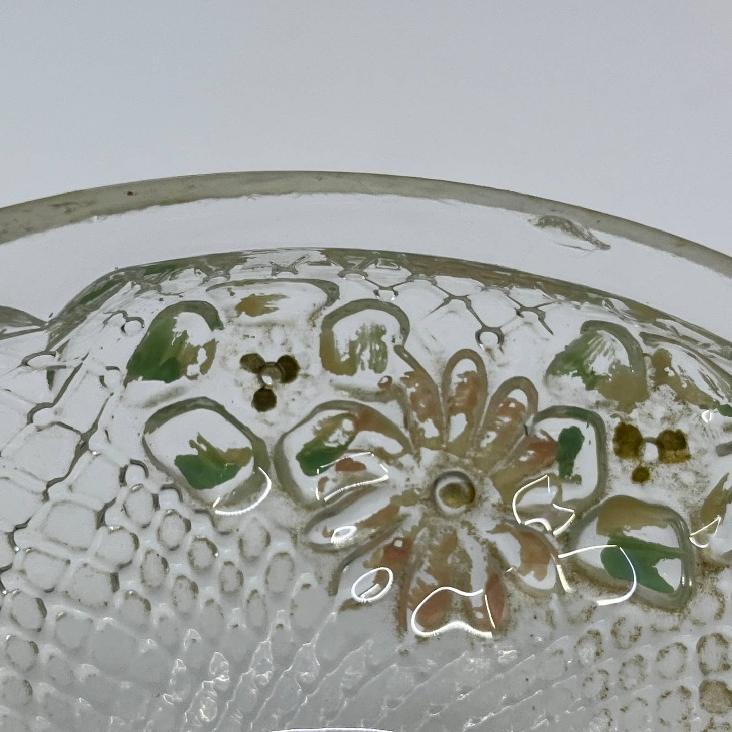 Antique Rubicon Oil Lamp Hand Painted Clear Daisy 8" Matching Shade TI2