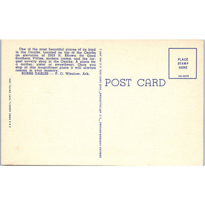 Burns' Gables Cabins Ozarks Winslow Arkansas - Original Postcard TJ7-RP2