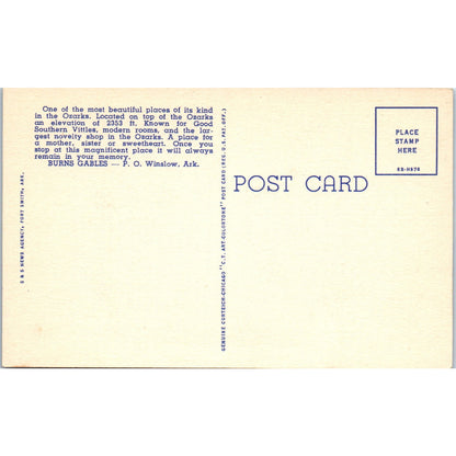 Burns' Gables Cabins Ozarks Winslow Arkansas - Original Postcard P3-4