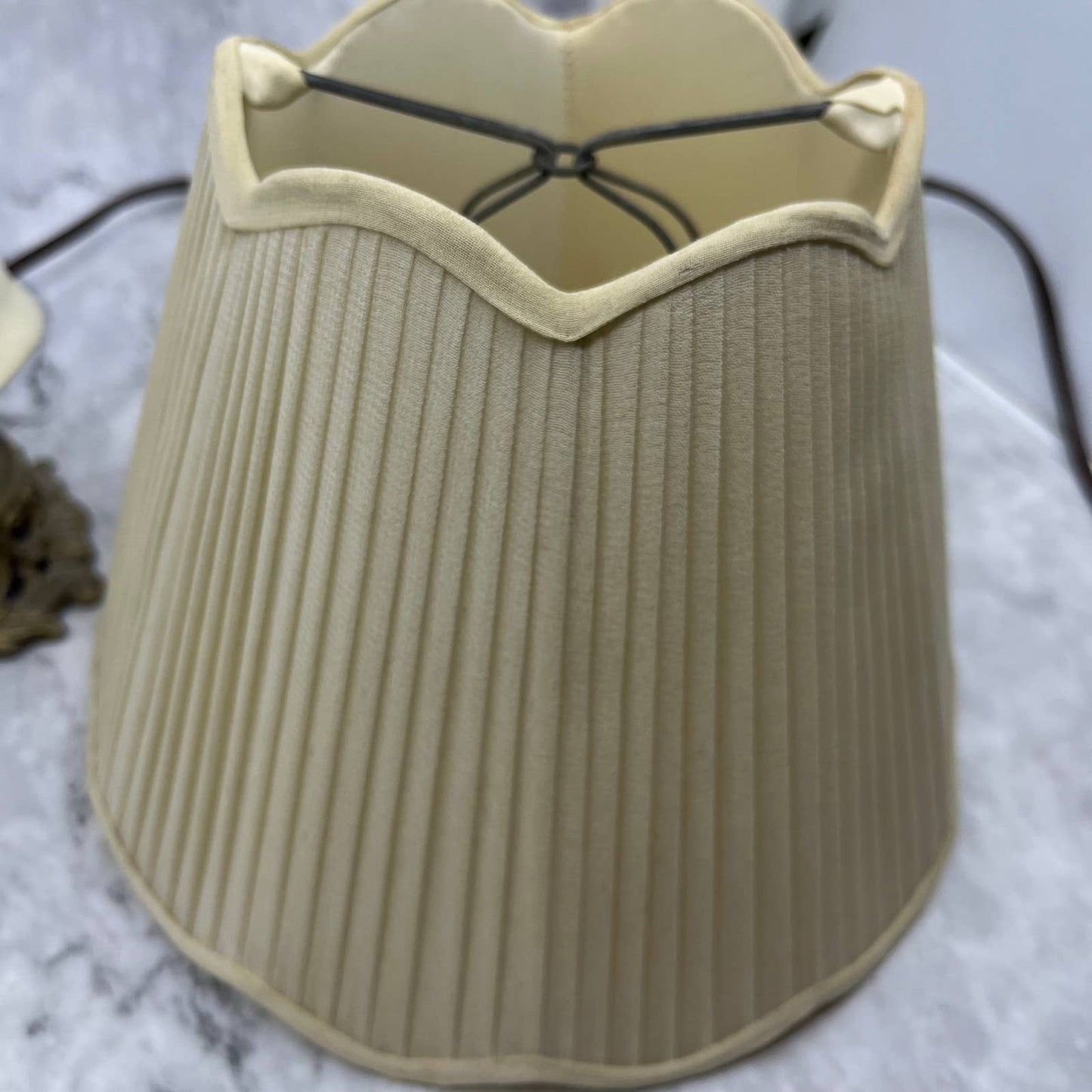 Antique Italian Bisque Porcelain Lamp & Shade Victorian Lady w/ Hoop Dress WORKS