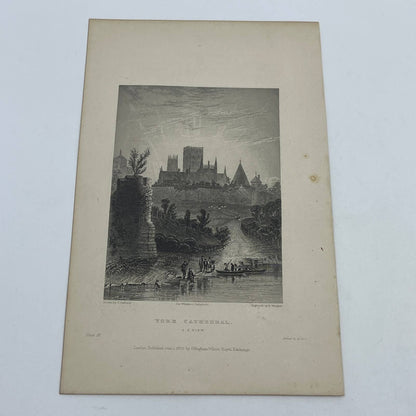 1836 Original Art Engraving York Cathedral South East View AC6