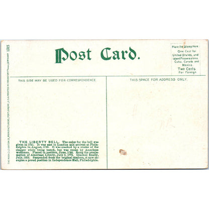 Antique Postcard The Liberty Bell 1776 Philadelphia PA TD8-P2
