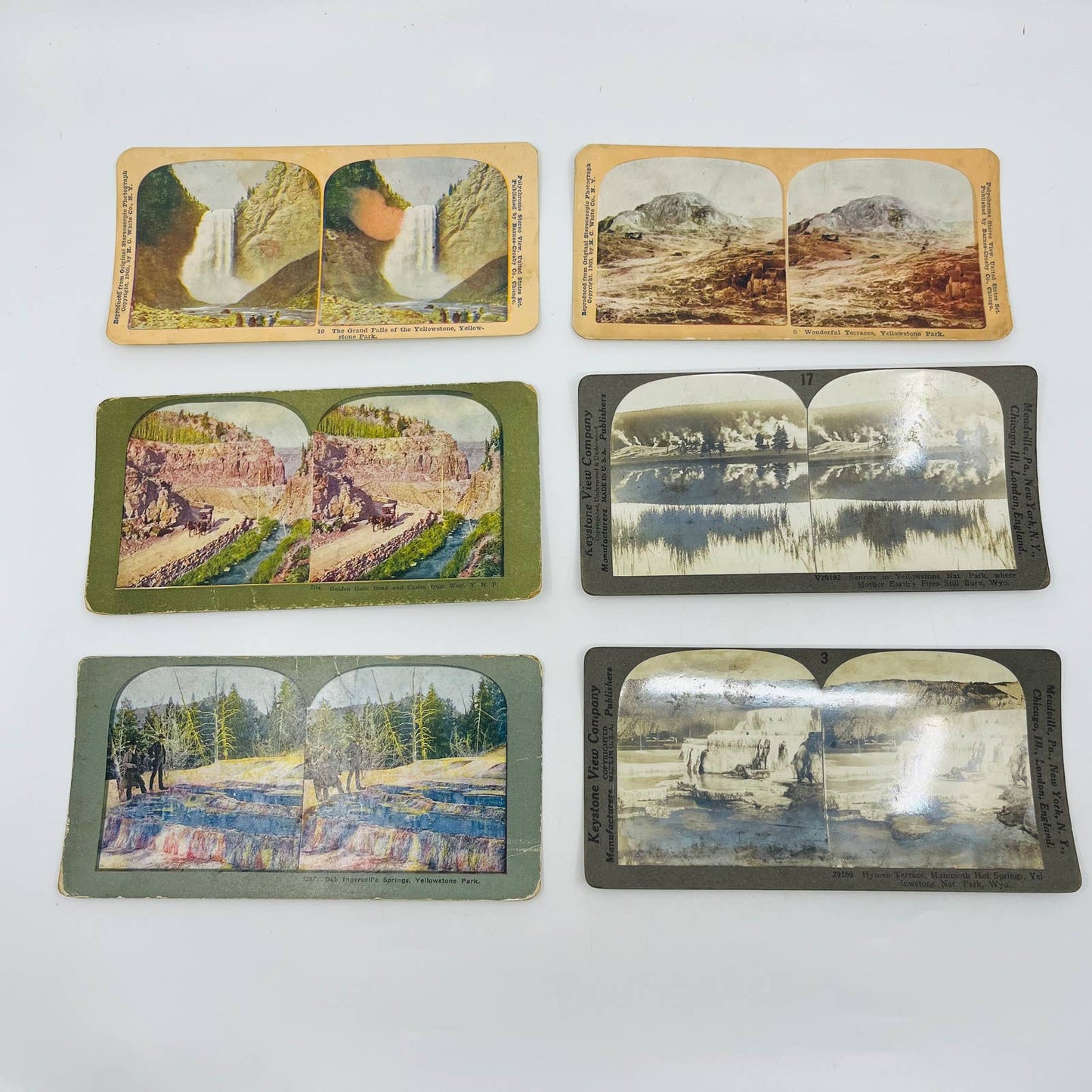 c1900 Lot of 6 Yellowstone Park Stereoview Cards Grand Falls Terraces TA7-2