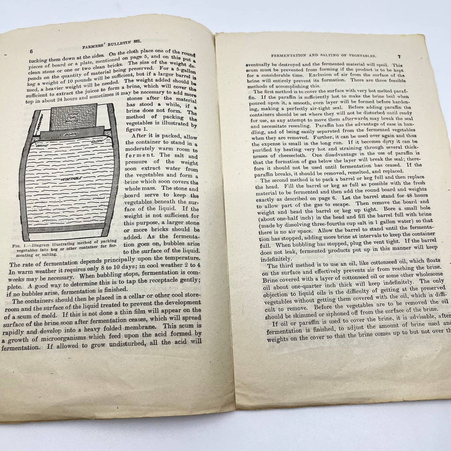 1917 Preservation of Vegetables by Fermentation & Salting Dept of Agriculture TF7